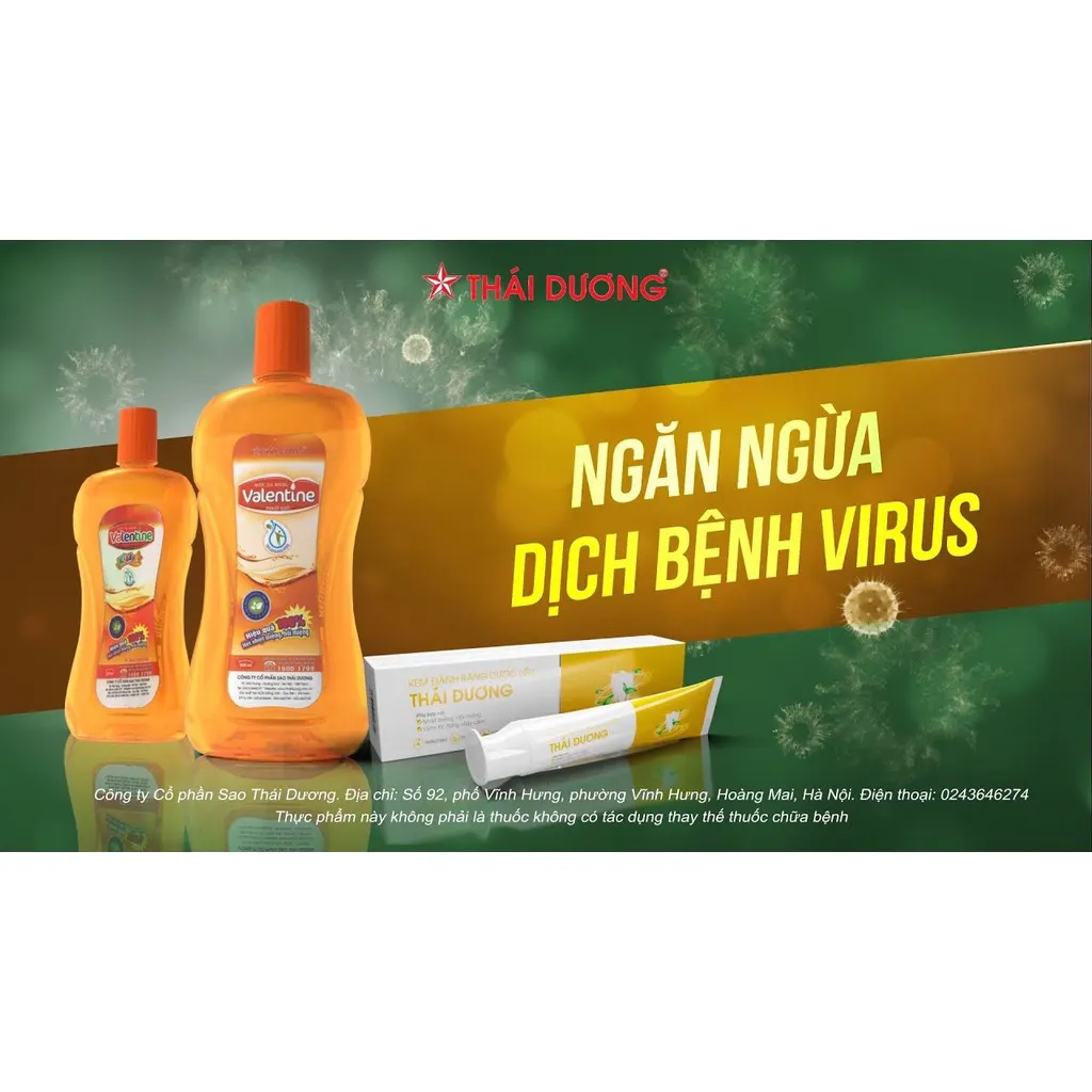 Nước súc miệng Valentine 500ml không cồn, thơm miệng, ngừa hôi nhiệt miệng- Sao Thái Dương