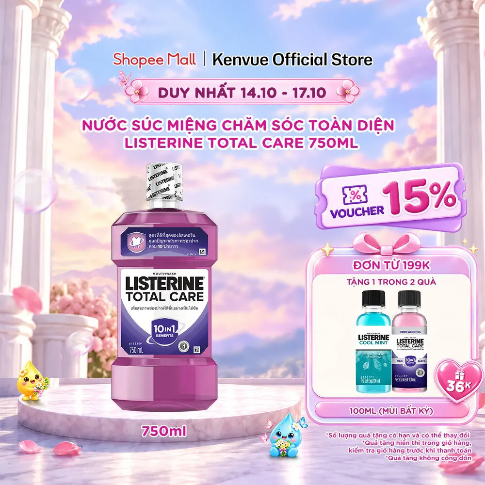 Nước súc miệng chăm sóc toàn diện Listerine Total Care Mouthwash 750ml