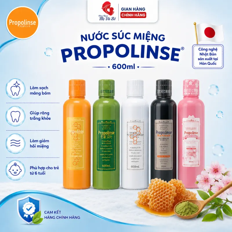 Nước súc miệng Propolinse Nhật Bản 600ml giúp làm trắng răng, loại bỏ mùi hôi miệng và cao răng