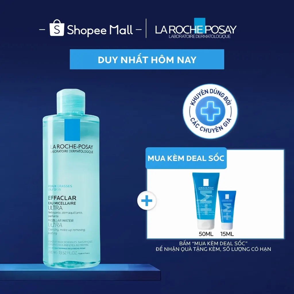 Nước tẩy trang làm sạch sâu da dầu nam & nữ La Roche-Posay Effaclar Micellar Water 400ml